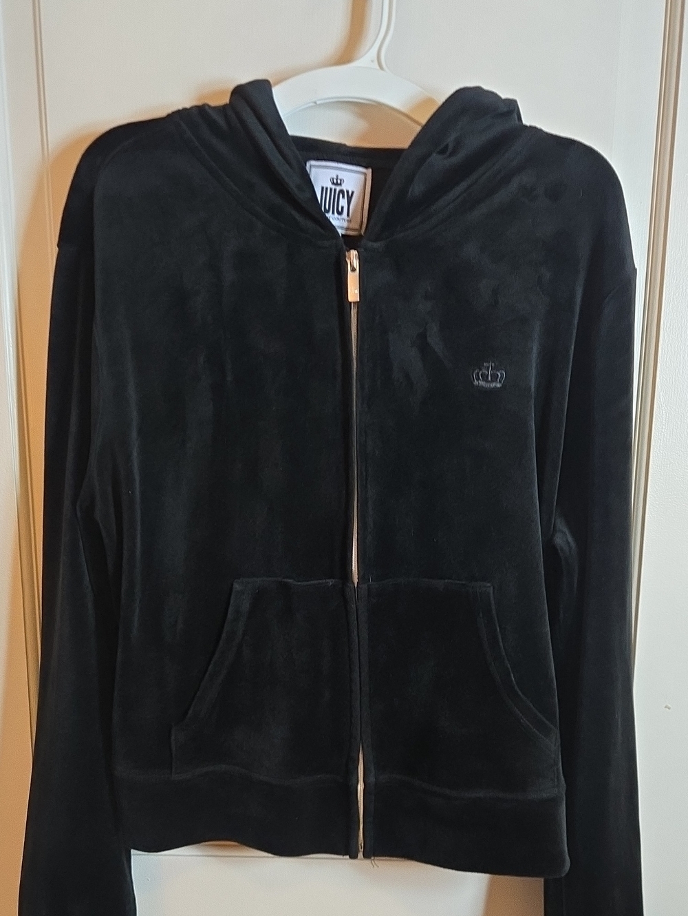 EUC Juicy Couture Black Velour Zip-Up Hoodie Jacket